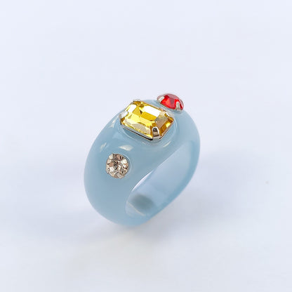 Korean Design Candy Color Gemstone Retro Diamonds Rings