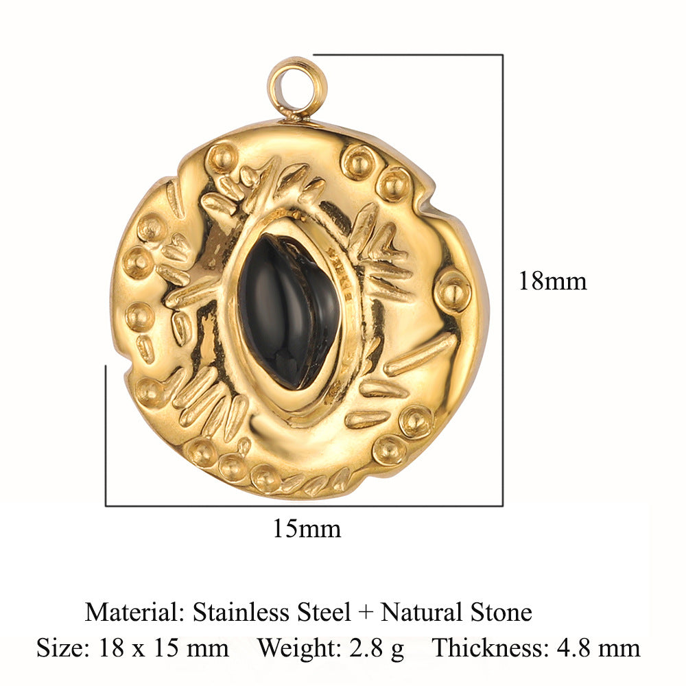 Eyes Bohemian Natural Stone Titanium Steel Pendants