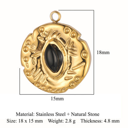 Eyes Bohemian Natural Stone Titanium Steel Pendants