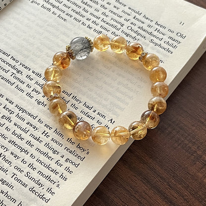 Natural Yellow Citrine White Crystal Gift Bracelets