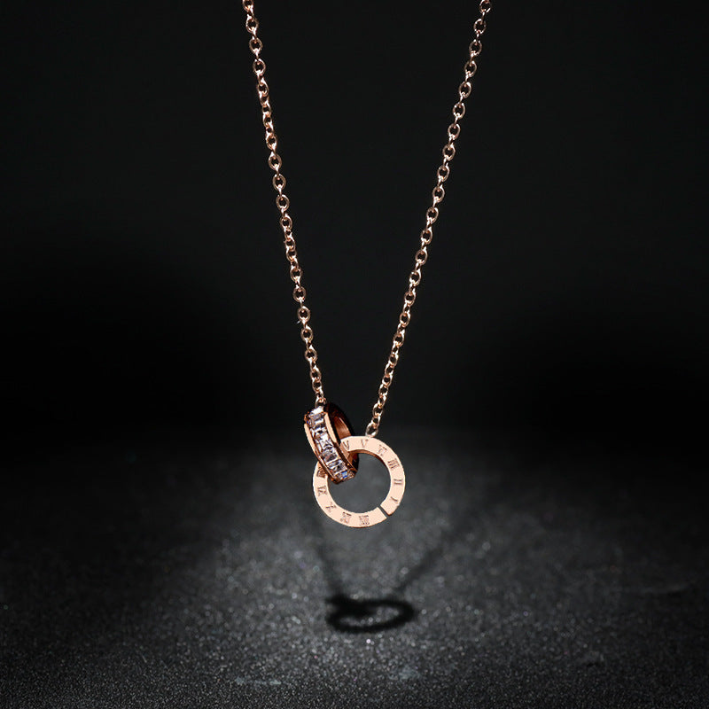 Women's Diamond Inlaid Clavicle Chain Fashionable Rose Necklaces