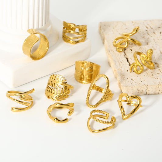 Titanium Steel Gold-plated Geometric Advanced Stainless Rings