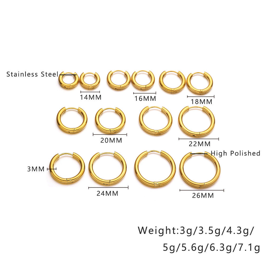 Women's Steel Ear Gold-plated Hollow Clip Round Earrings