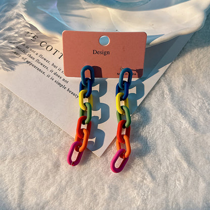 Fashion Design Candy Color Chain Female Dopamine Rings