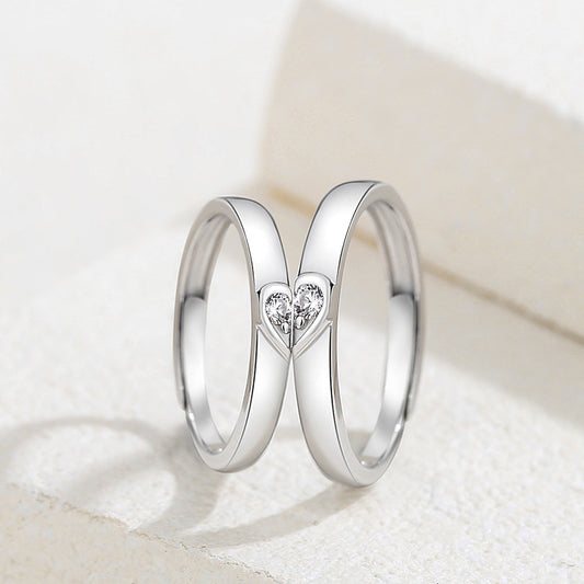 Women's & Men's Love Couple Simple Platinum Sier Versatile Rings