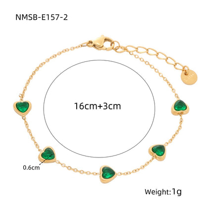 Women's Loving Heart Zircon Stainless Steel Design Bracelets