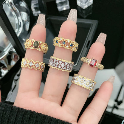Women's Style Palace Hollow Pleated Stylish Opening Rings