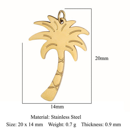 French Retro Titanium Steel Coconut Tree Pendants