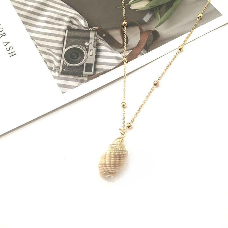 Women's & Men's Style Natural Shell Gold-plated Edge Alloy Necklaces