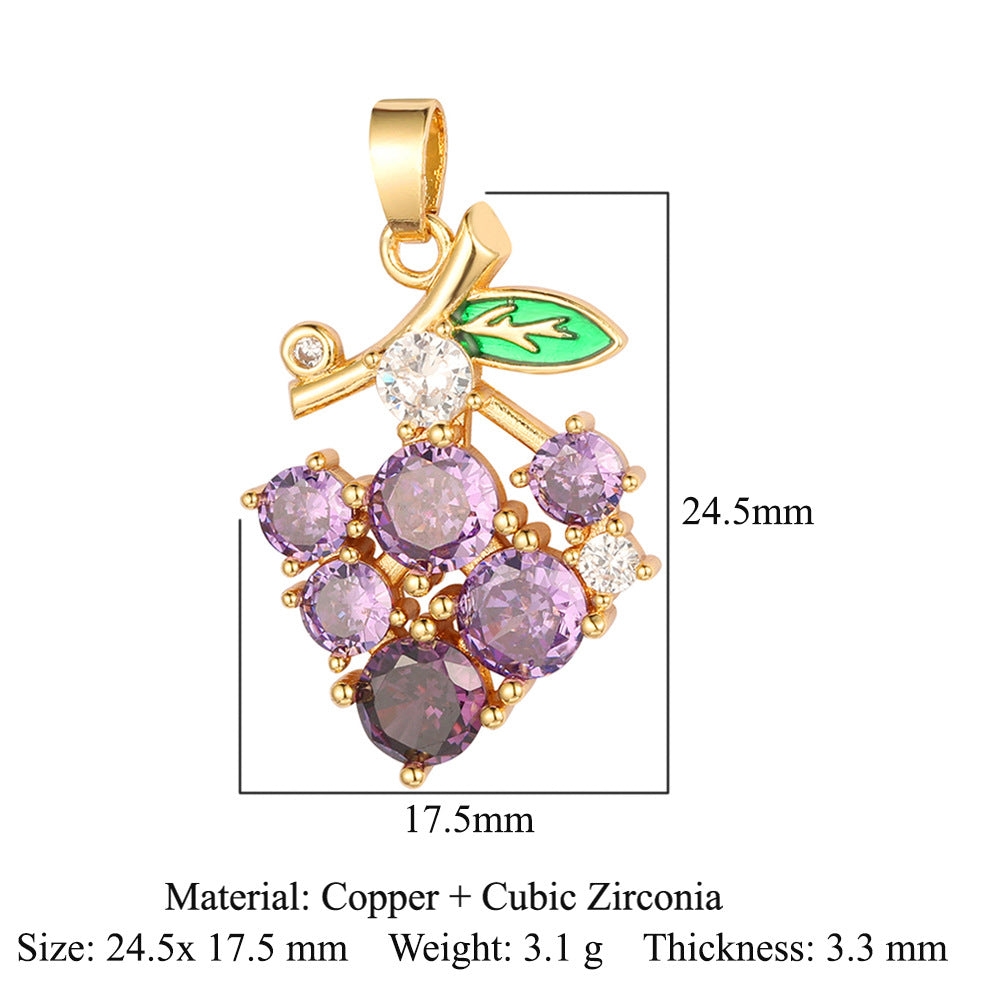 Luxury Color Zirconium Leaves Flower Four-leaf Clover Grape Cherry Necklaces