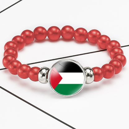 Flag Pattern Time Stone Black Elastic Bracelets