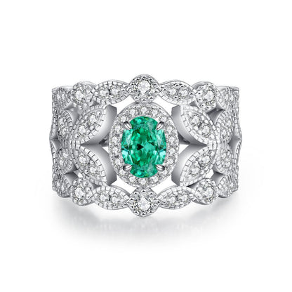 Emerald Female High Carbon Diamond Cut Ice Rings