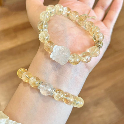 Natural Yellow Citrine White Crystal Gift Bracelets