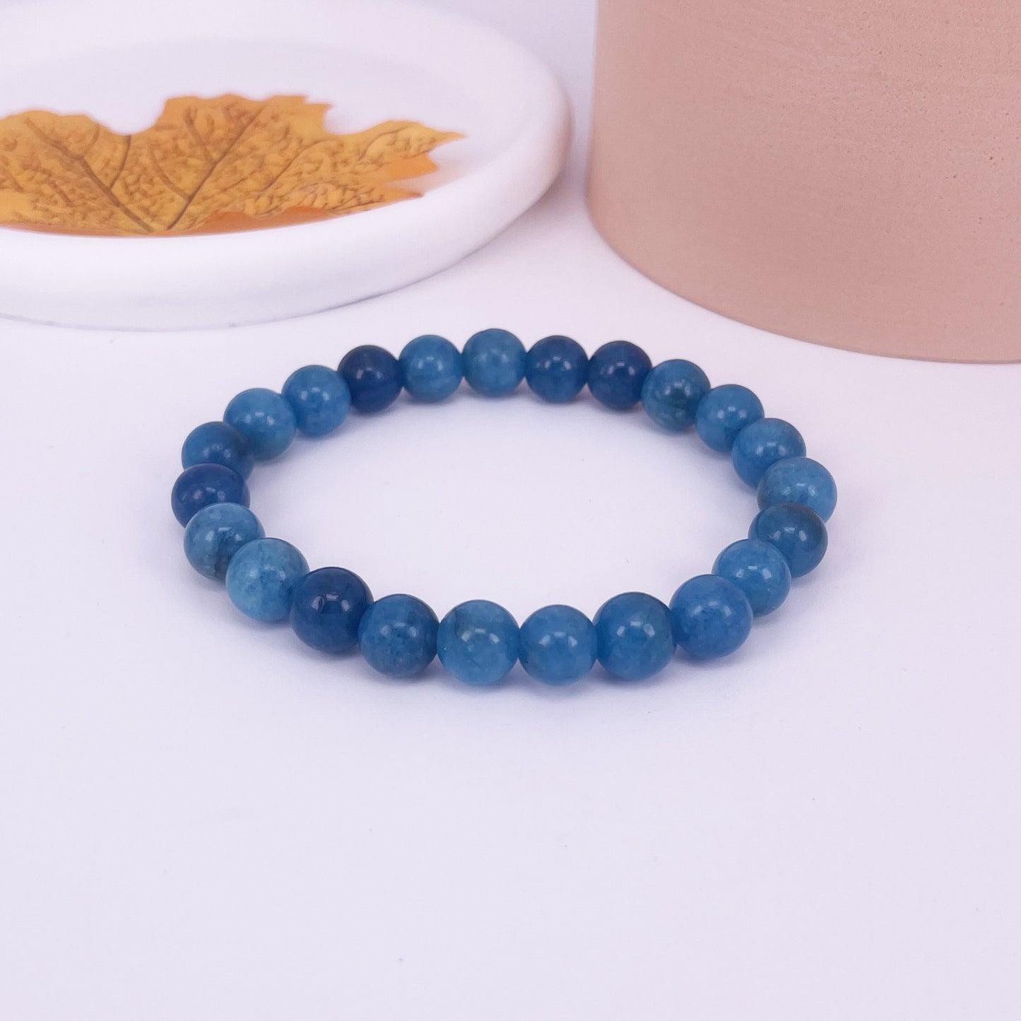 Natural Apatite Beaded Single Circle Round Bracelets