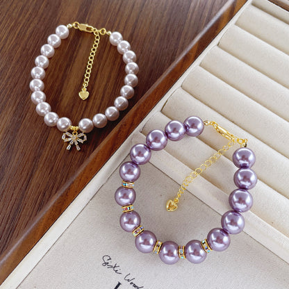 Retro Crystal Stringed Pearls Zircon Hand Bracelets