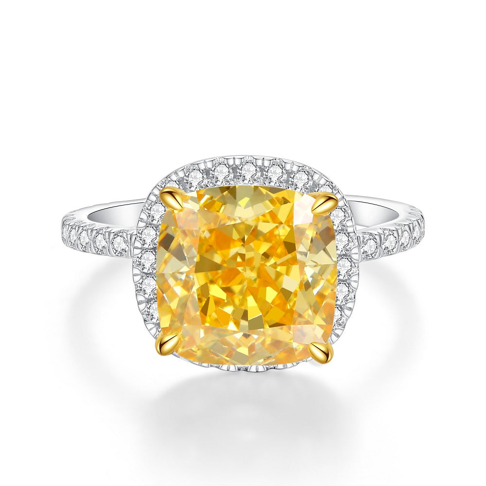 Sterling Sier Yellow Diamond Female Ice Rings