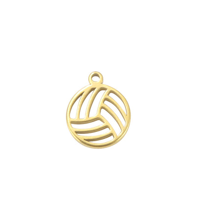 Cut Stainless Steel Smooth Volleyball Golden Pendants