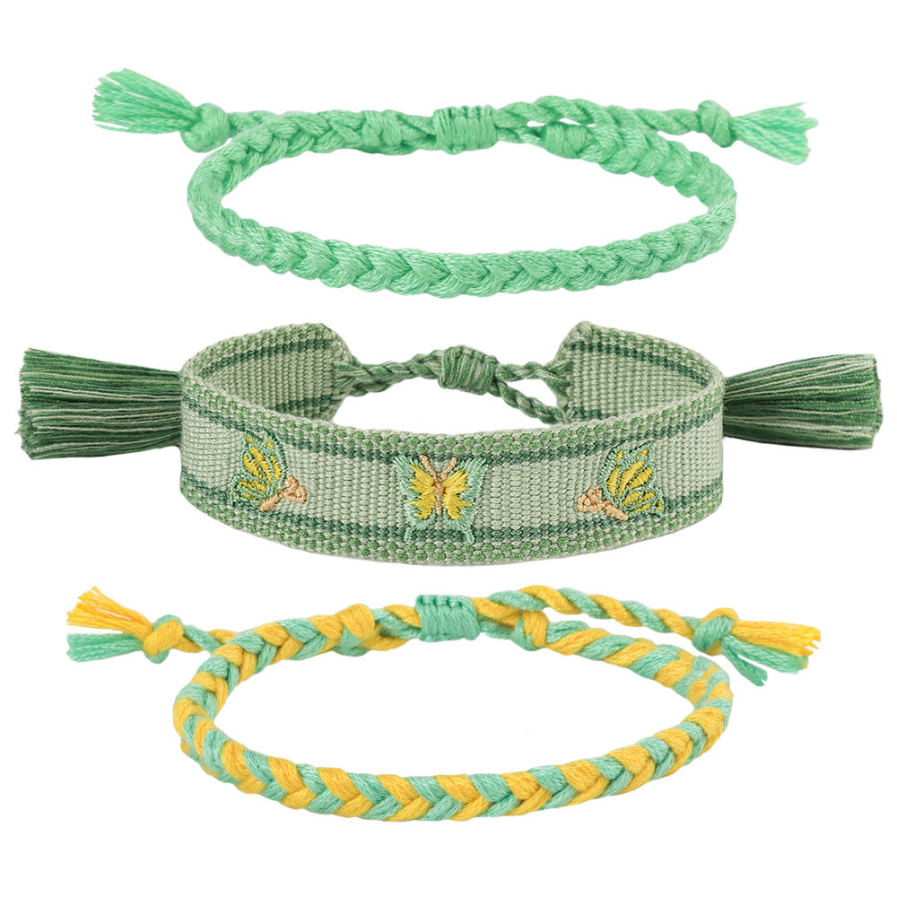 Women's Handmade Braided Rope Friendship Suit Fashion Letter Bracelets