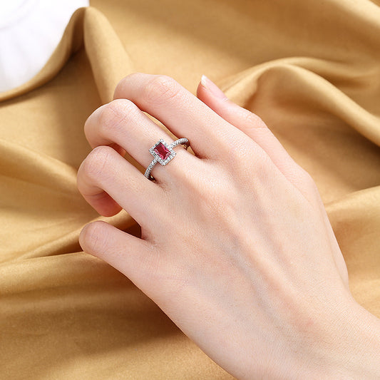 Zircon Female Light Luxury Square Diamond Engagement Rings