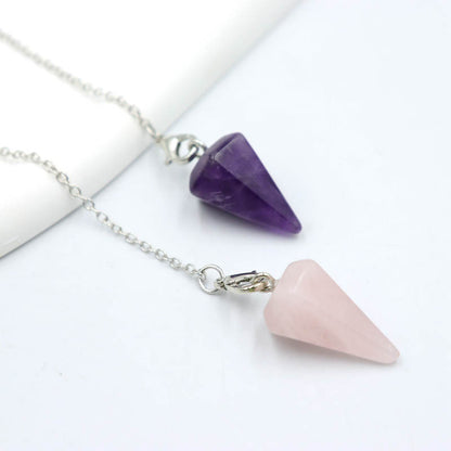 Gemstone Tapered Hexagonal Cone Six-sided Rhombus Pendants