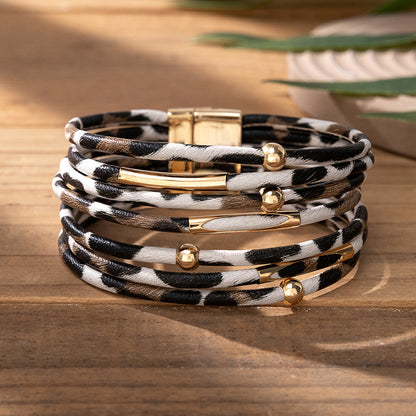 Sexy Leopard Print Magnetic Snap Style Design Sweet Bracelets