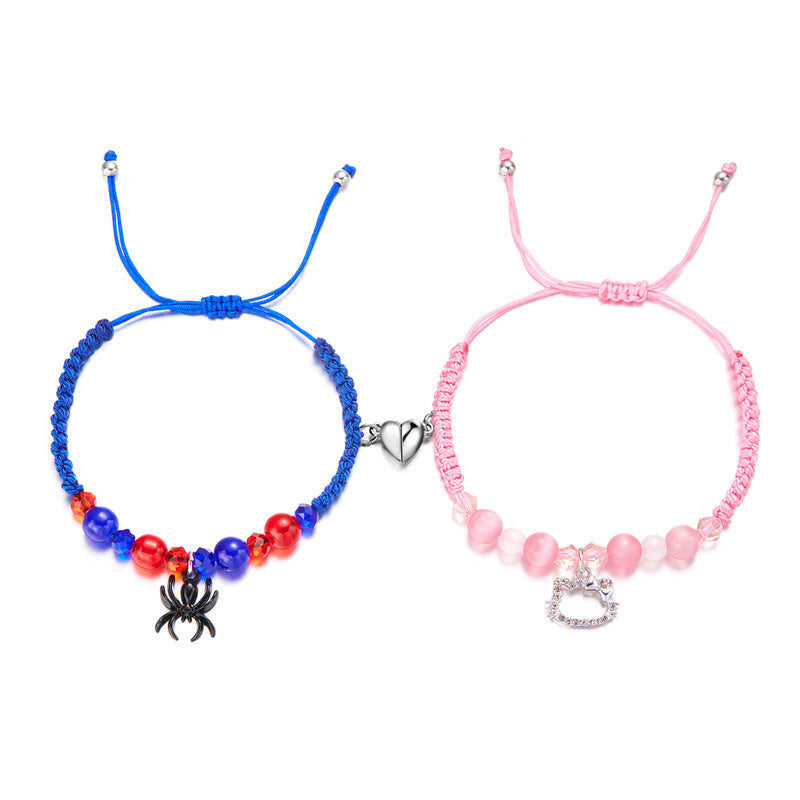 Cartoon Heart-shaped Magnetic Fashion Couple Hand Bracelets