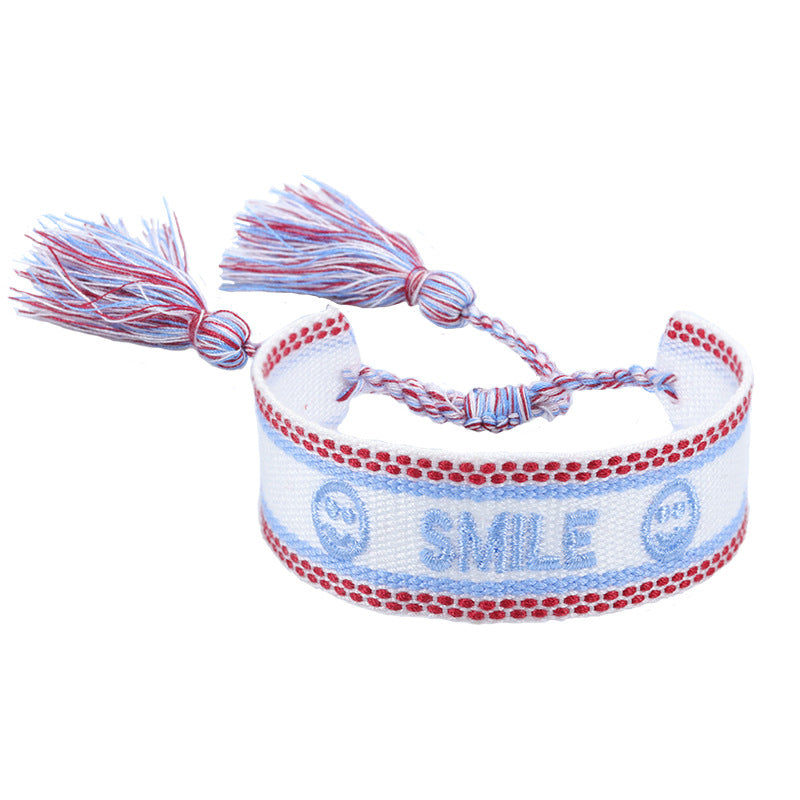 Women's & Men's Couple Letter Embroidery Wrist Strap Tassel Bracelets