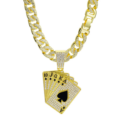 Men's Link Chain Full Diamond Poker Fashion Pendants