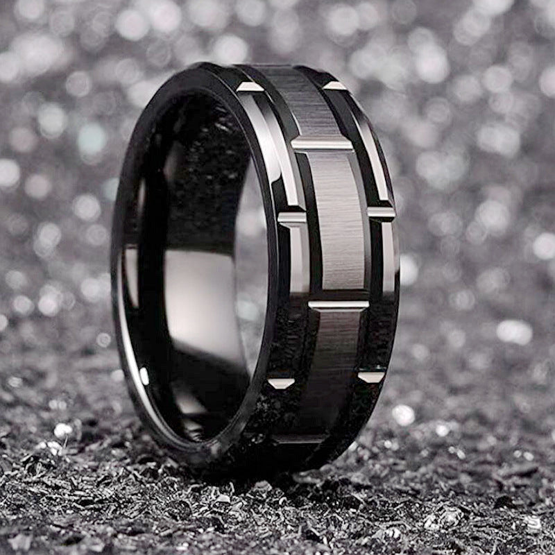 Men's Titanium Steel Black Fashion Temperament Couple Rings