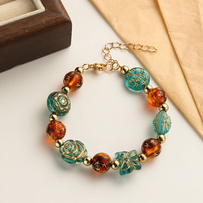 Artistic Retro Colored Beaded Glazed Ethnic Bracelets