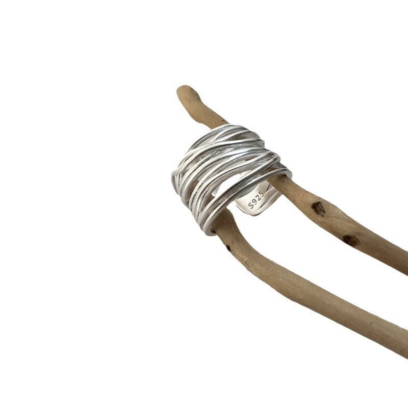 Line Cross Cord For Braiding Female Simple Irregular Wide Rings