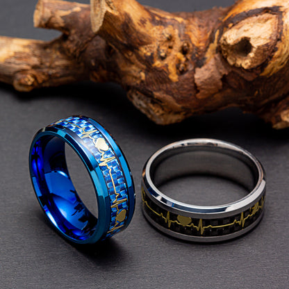 Jewelry For Valentine's Day Inlaid Carbon Rings