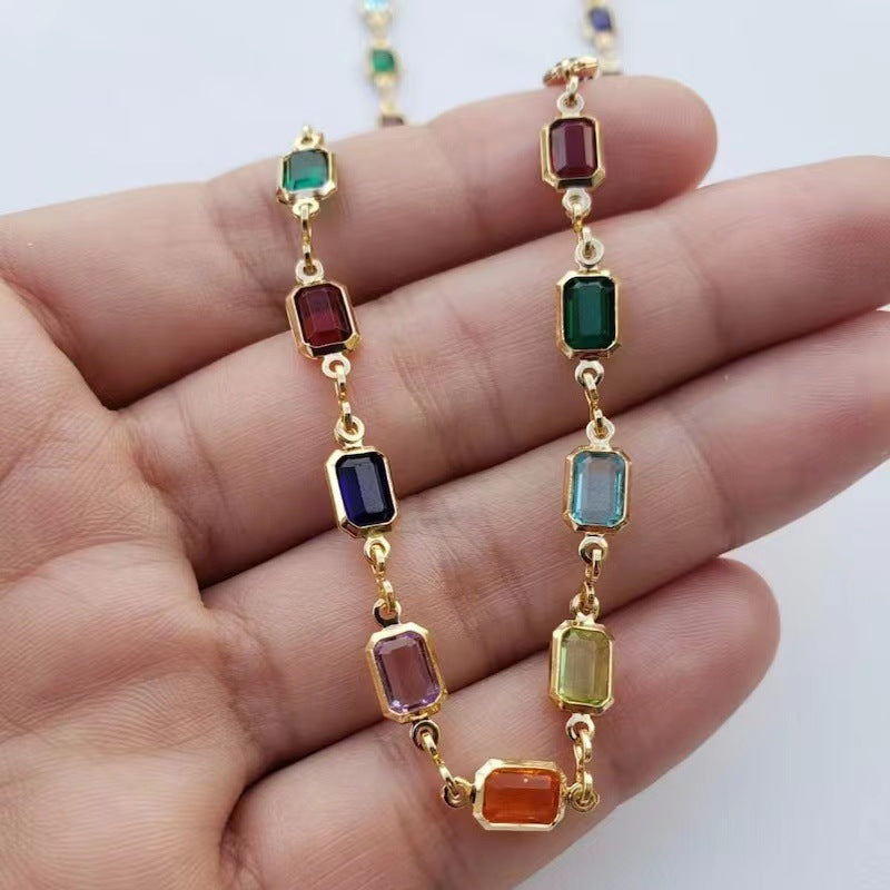 Colorful Diamond Bright Crystal Trendy Simple Necklaces