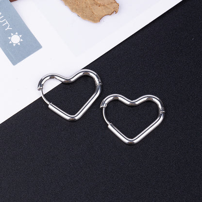 Stainless Steel Trendy Solid Color Fashion Titanium Love Star Earrings