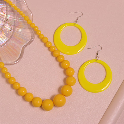Women's Color Beads Acrylic Vintage Beaded Hollow Necklaces