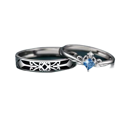 Women's & Men's Princess Knight Couple One Pair Design Rings