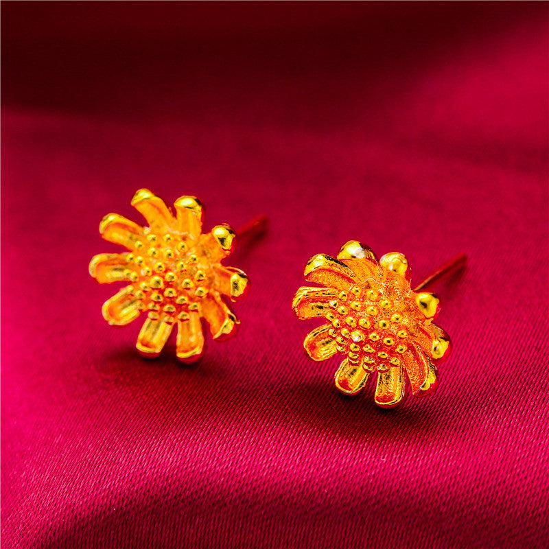 Gold-plated Fancy Vietnam Placer Gold Glazed Surface Earrings