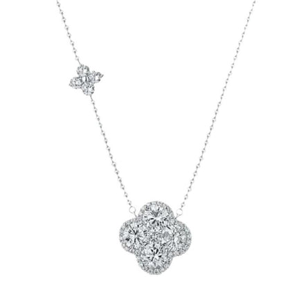 Women's Clover For Sterling Sier Diamond Inlaid Necklaces