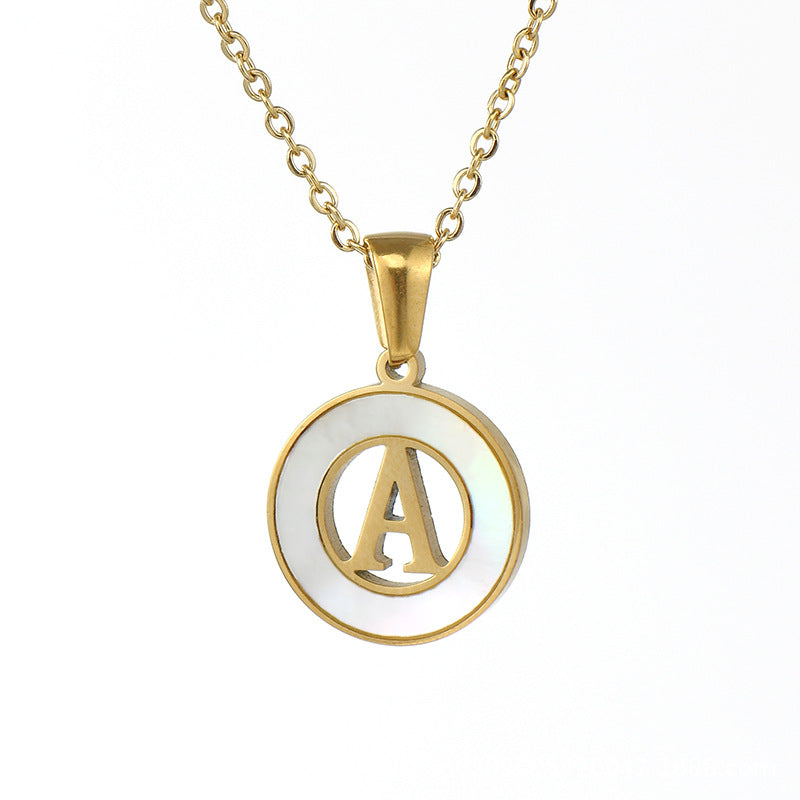 Hollow Titanium Steel Metal English Letter Female Necklaces