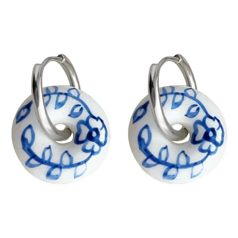 Blue White Porcelain Series Hand-made Personality Earrings