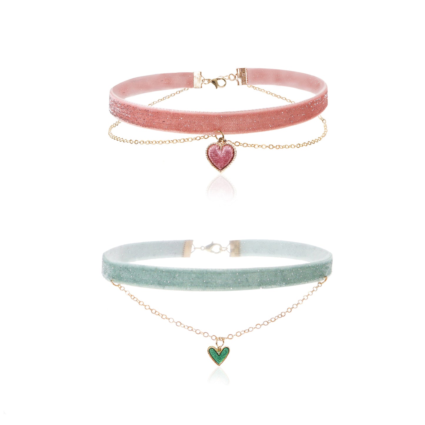 Women's Super Shiny Heart-shaped Short Clavicle Chain Necklaces