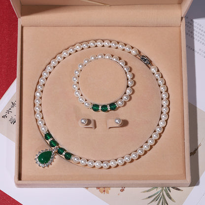 Women's Pearl Three-piece Set Ornament Mother's Day Necklaces
