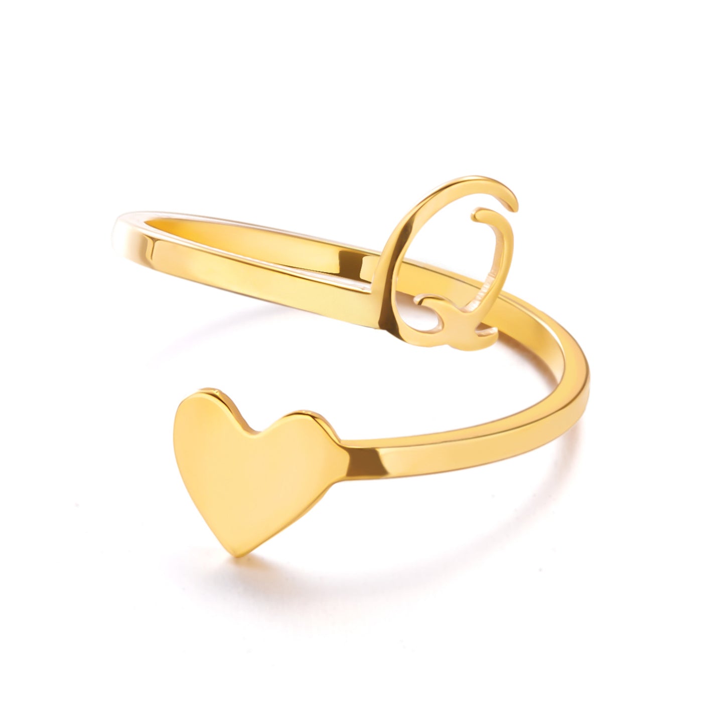 Popular Stylish Simple Letter Stainless Steel Open Three-dimensional Love Rings