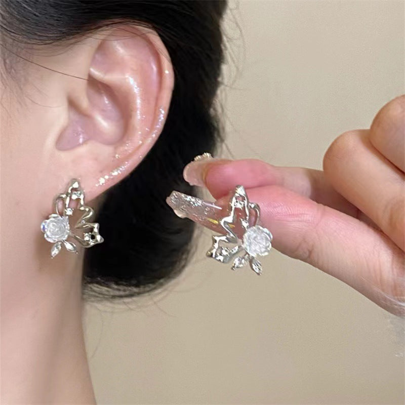 High Sense Niche Imitation Pearl Simple Full Earrings