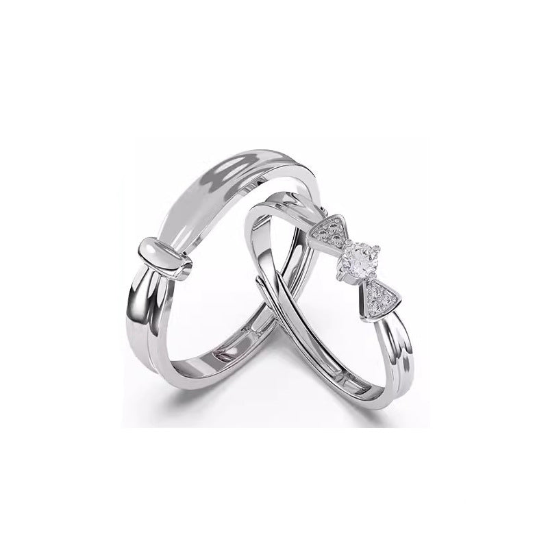 Couple Sterling Sier Light Luxury Minority Design Exquisite Valentine's Rings