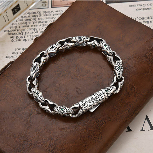 Men's Pattern Fashion Punk Retro Inlaid Stone Domineering Boys Bracelets