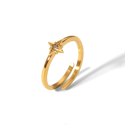 Gold-plated Inlaid Zircon Light Luxury Stainless Rings