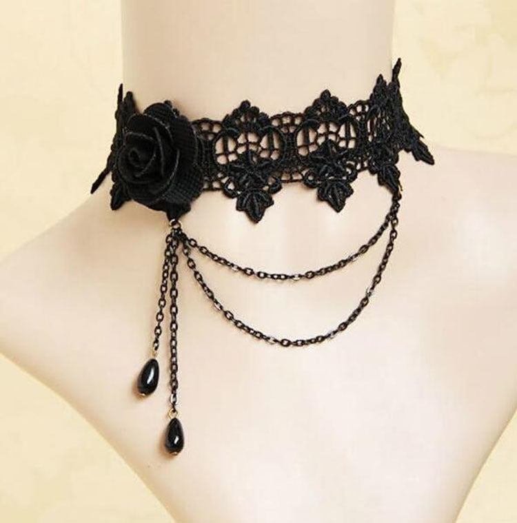 Dark Style Lolita Gothic Female Vintage Rose Necklaces