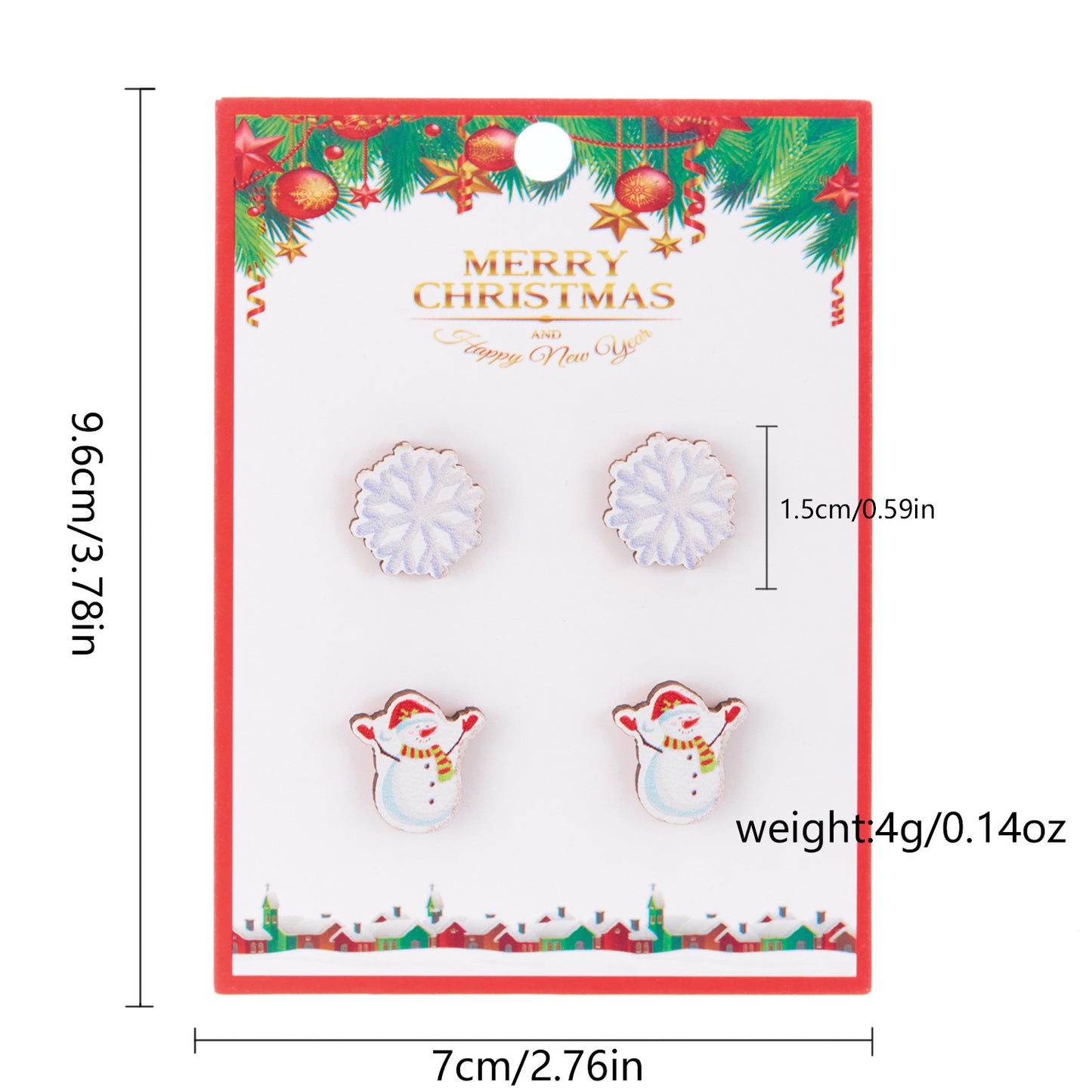 Women's Snowman Snowflake Combination Suit Wooden Cardboard Earrings