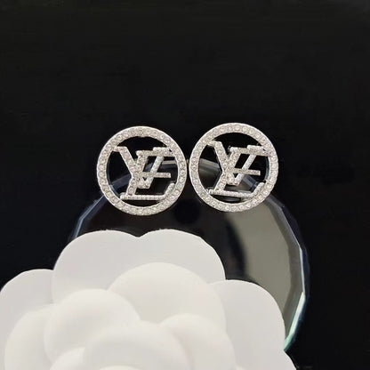 Women's & Men's Quality Collection Trending Rhinestone Letters Sier Earrings